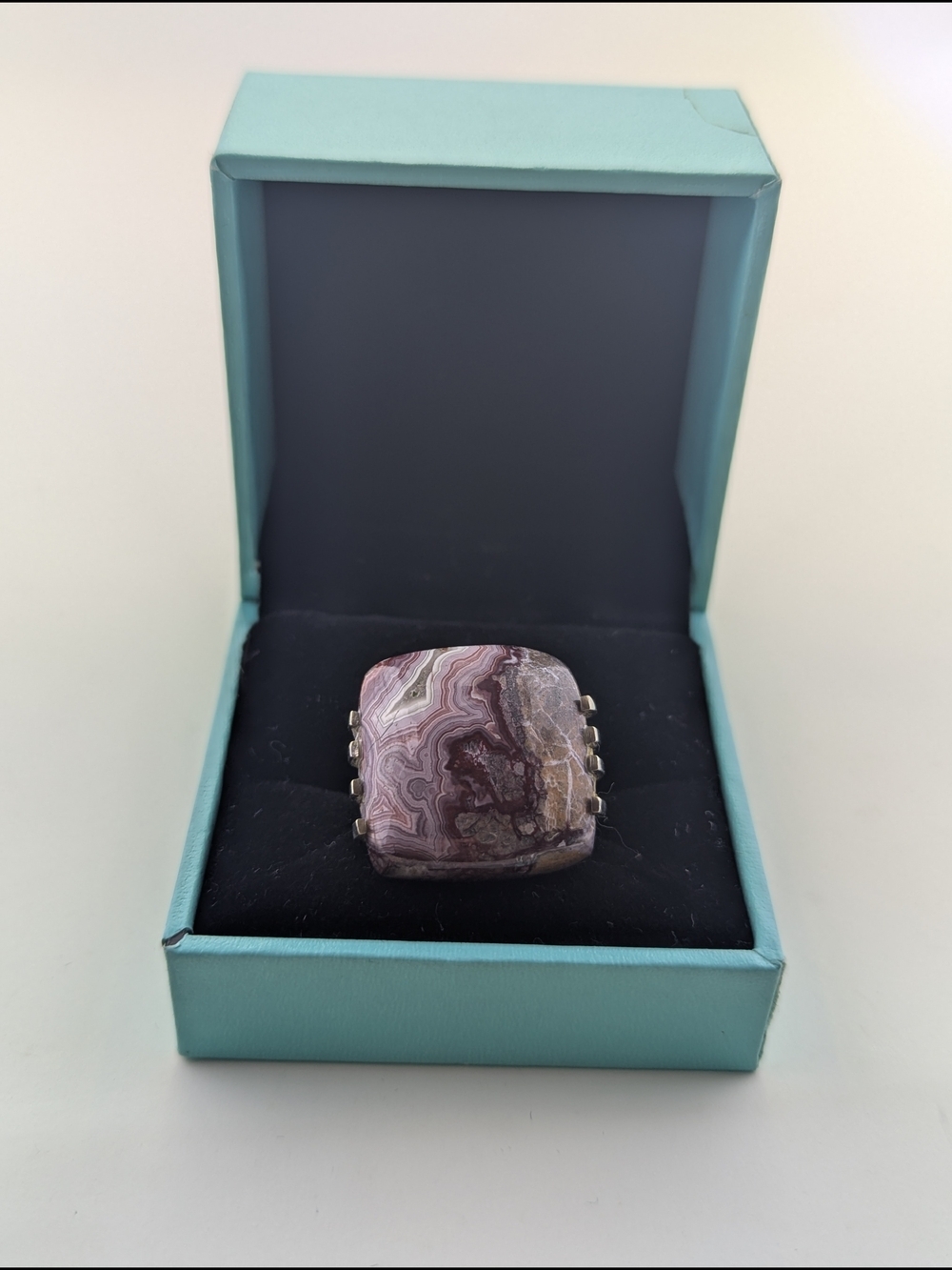 ✨ Vintage Sterling Silver 925 Crazy Lace Agate Statement Ring ✨